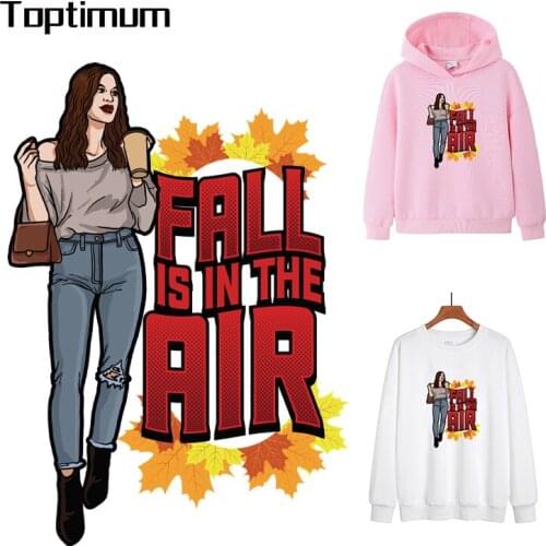 Cool Lady Patches For Clothing Maple leaf Thermal Sticker On Clothes DIY Heat Transfer Vinyl Diy Appliqued T-shirt Iron On Patch