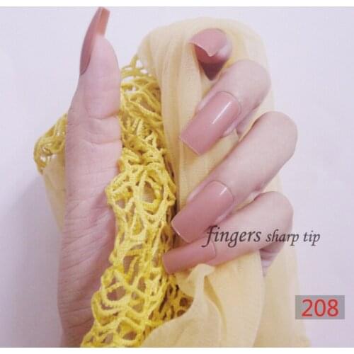 2020 fashion beautiful candy color Nail finished fake nails long paragraph 20pcs Earthly yellow L208