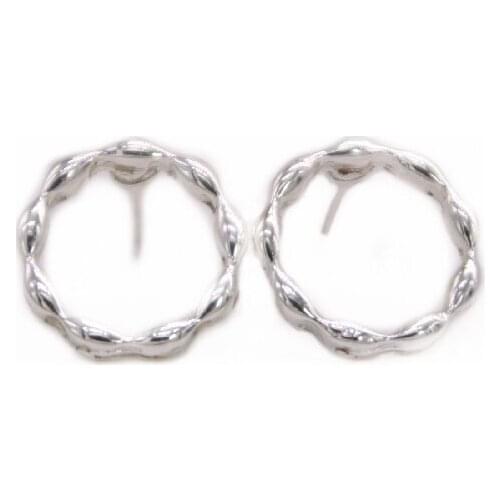 Fashion New Creative Circle Design Stud Earrings Round style Gold White Rose Color Suitable for Women