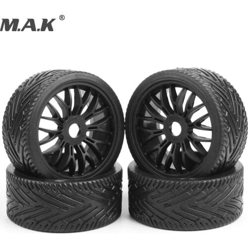 NEW 4 pcs wheel tires tyre&rim set 17mm Hex flat off road tires rims fit for 1/8 HPI HSP traxxas buggy RC car parts accessory