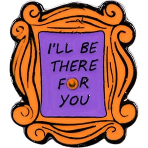 The New Cartoon Purple Magic Mirror Brooch "I'LL BE THERE FOR YOU" Student Korean Pendant Decorative Wave Gift
