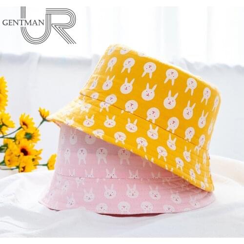 Rabbit Print Kids Hat Cartoon Cotton Bucket Hat Soft Comfortable Summer Cap Boys Girls Hats