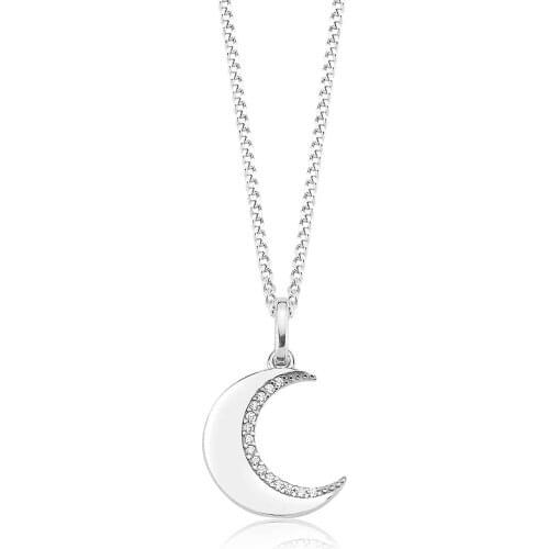 Valori Jewels Moon Light, Zirconia White Gemstone, Rhodium Plated, Sterling Silver Charm Necklace