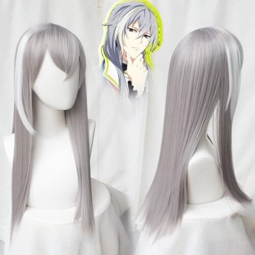 IDOLiSH7 Re:vale YUKI Gray Mixed Color Wig Synthetic Hair Cosplay Costume Wigs 70cm + Wig Cap
