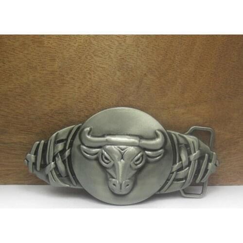 BuckleClub retro zinc alloy western bull head cowboy belt buckle jeans gift belt buckle FP-03443 pewter finish drop shipping