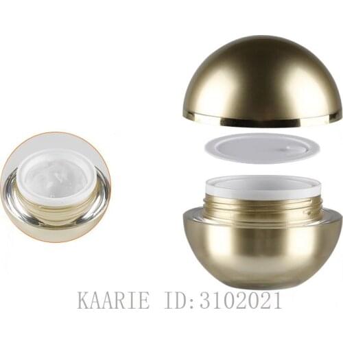 20pcs/lot 15g Empty Cosmetic Acrylic Ball Cream Jar,DIY Gold Refillable Case,Portable High Quality Cream Container Shell Package
