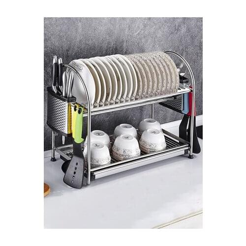 Dish Rack Drain 304 Stainless Steel Kitchen Racks Household Dishwashing Dry Bowl Plate Shelf Put Dish Storage