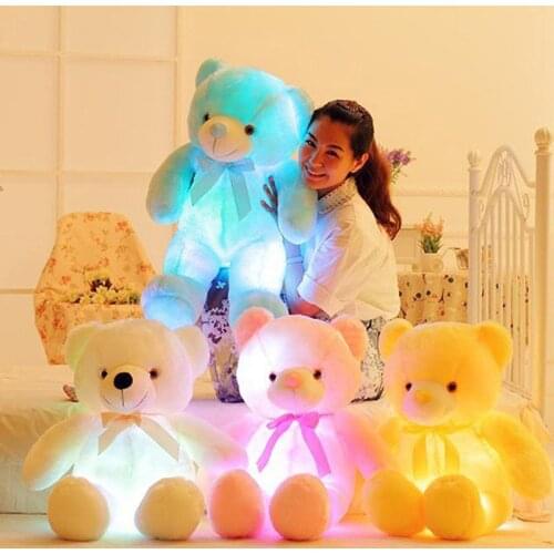Light Up LED Teddy Bear Stuffed Animals Flashing Plush Toy Colorful Glowing Teddy Bear Gift for Kids Home Decoration