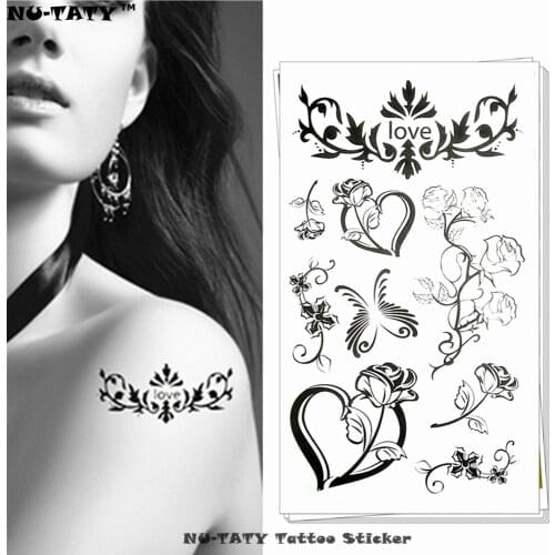 Nu-TATY Black flower Child Temporary Body Art Flash Tattoo Sticker 10*17cm Waterproof Henna Tatoo Car Styling Wall Tattoo