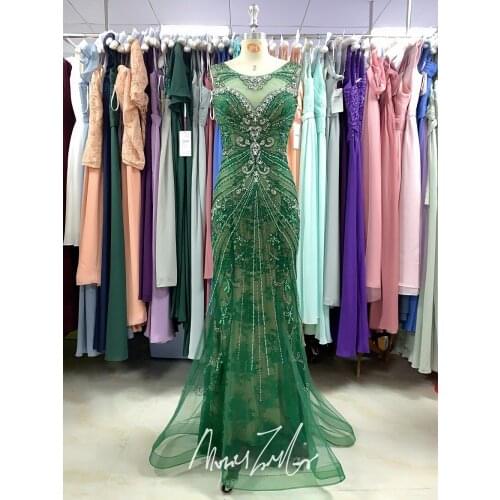 Dark Green Evening Dress 2020 New fashion elegant beaded V-neck luckgirls Customizable fashion prom Dress mocini tailor