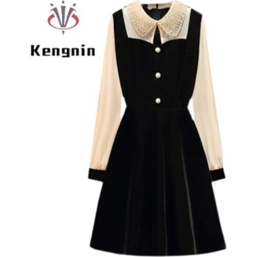 Autumn 2021 Women Dress Korean Chic Chiffon Ladies Vestidos V-Neck Brand Female Clothes Print Flowers Vestidos Oversized KE39