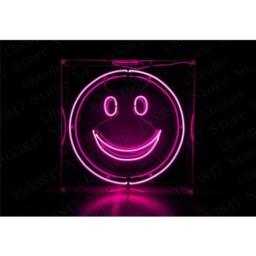 Smiley FaceNeon Signs Real Glass Tube Beer Bar Pub Homeroom Decorative Girlsroom Party Decor handcraft Sign 10"*10"
