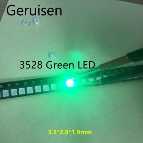 100pcs SMT SMD LED 3528 1210 Water Green Ultra Bright Light-Emitting Diode LED Diode Chip Lamp