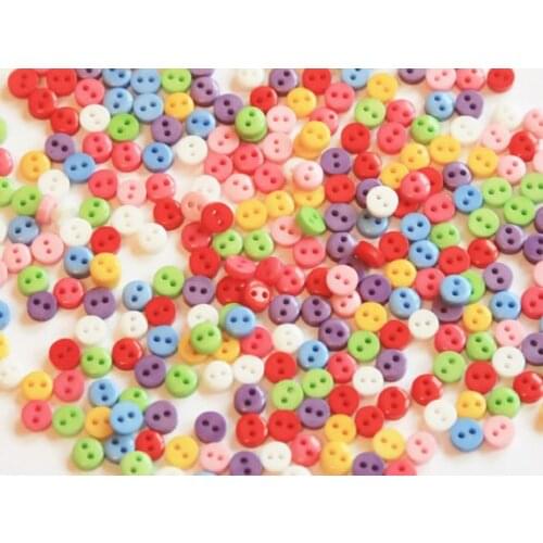 2000 Micro Mini Buttons - 6mm - Mixed Color - Resin Buttons - Multi Coloured - 2 holes for sewing - Tiny Buttons D25