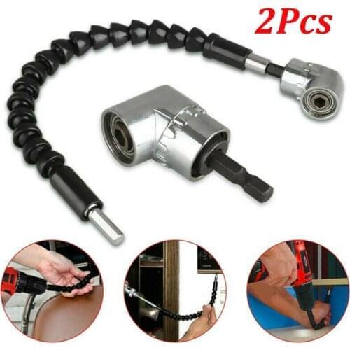 2X Right 105 Angle Drill Flexible Shaft Bit Kit Extension Screwdriver Bit Holder