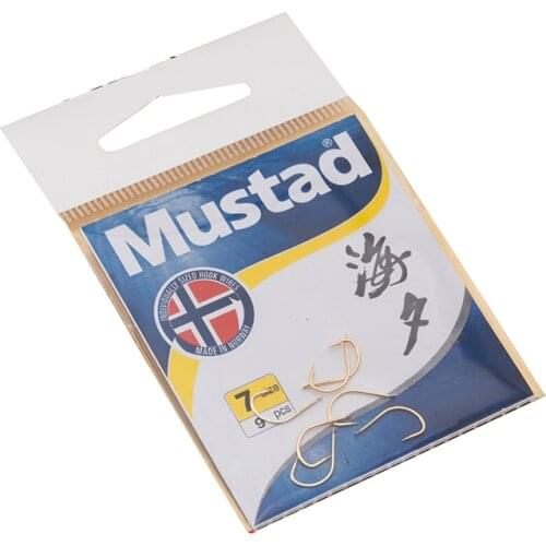 5 Packs/lot Mustad 13100 High Carbon Steel Gold Fishing Hook Barbed Hook Bait Ocean Telescopic Lure Anzol Fishing Tackle