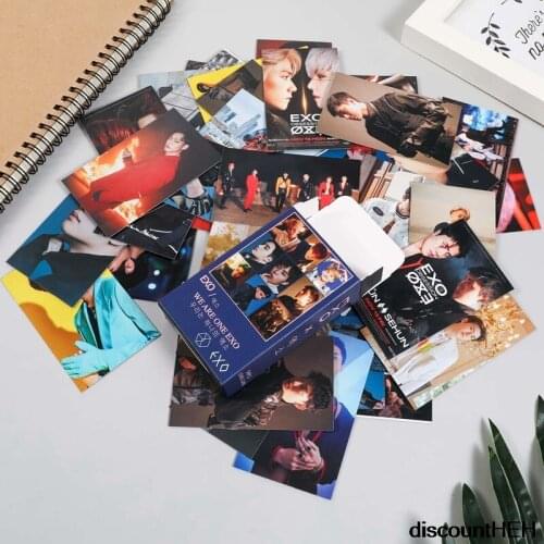 54 Pcs/Set KPOP EXO Album Self Made Paper Lomo Card Photo Card Poster Photocard Fans Gift Collection Stationery Set