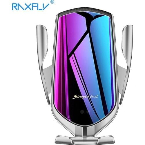 RAXFLY Automatic Clamping 10W Car Wireless Charger For iPhone 11 Pro Max XR Samsung Infrared Induction Qi Wireless Car Charger