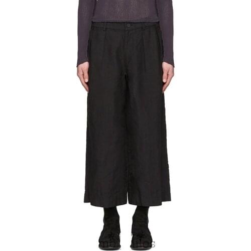 Mens casual pants linen straight tube wide leg pants youth fashion new fashion male urban youth