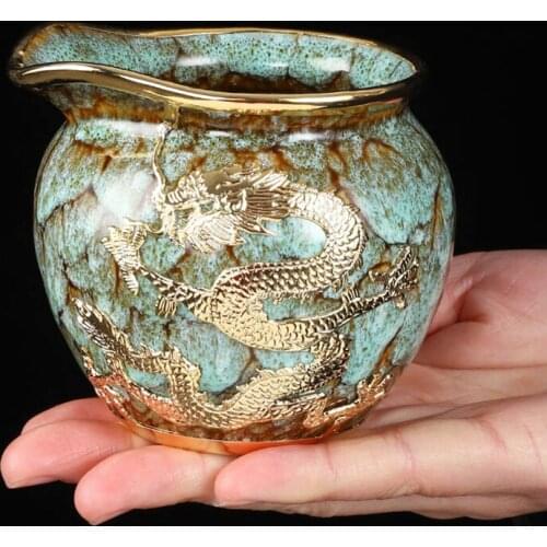 Dragon Fair Cup Ceramic Pottery Mug Handmade Kiln Change Teaware Accessories Puer Cups Coffee Mugs Teacup Decoration Crafts Gift