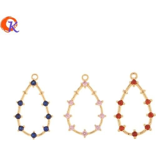 Cordial Design 30Pcs 16*24MM Jewelry Accessories/CZ Charms/Genuine Gold Plating/Hand Made/DIY Earrings Making/Rhinestone Pendant