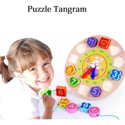 Wooden digital clock shape paired building blocks hand-held toys early education intelligence enlightenment childrens toys