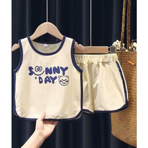 Kids Girls Vest + Shorts Set Baby Boys Sports Clothes Suit Summer New Childrens Clothing Cotton Sets Leisure Sleeveless T-shirt