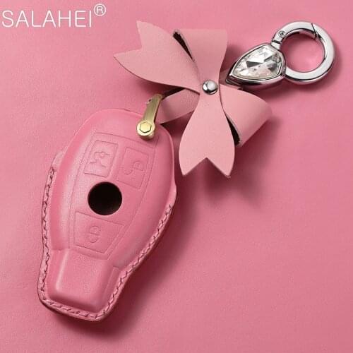 Leather Car Key Case For Mercedes benz CLS CLA GLR SLK AMG A B C S Class For Mercedes Benz W203 W210 W211 W124 W202 W204 AMG