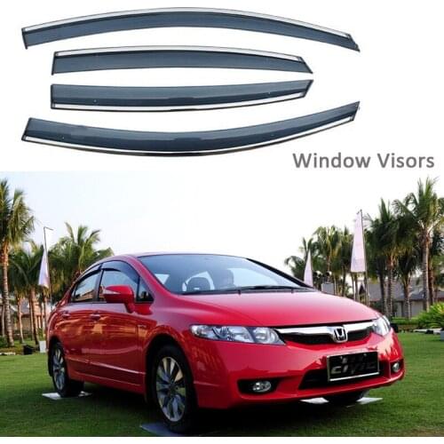 For Honda Civic 2006-2011 Car Styling Awnings Shelters Window Visors rain eyebrow Protector Exterior decoration 4PCS/SET 2008