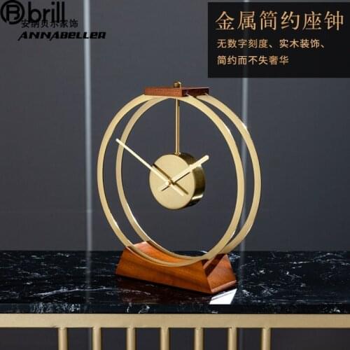 Creative Nordic Luxury Table Metal Solid Wood Table Watch Desk Clcoks Gold Minimalist Decor Tableau Decoration Mural Moderne 50