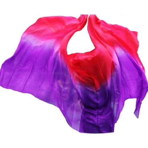 Can Be Customized 100% Silk Dance Props Veil Red+Purple 1Pc Belly Dance Performance Silk Veils 250x114cm Belly Dance Silk Veil