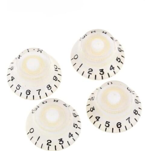 Musiclily Pro Imperial Inch Size Bell Top Hat Knobs for USA Made Les Paul Style Electric Guitar, White (Set of 4)