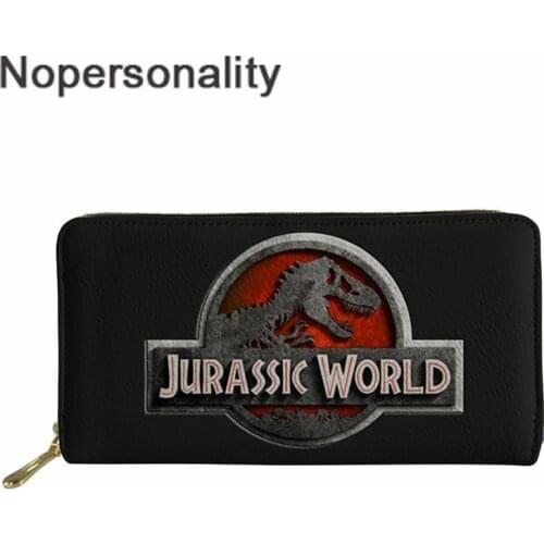 Nopersonality Men Wallets with Coin Pocket Zipper Leather Long Purse 3D Printing Jurassic World Dinosaur Party Wallet Women 2019