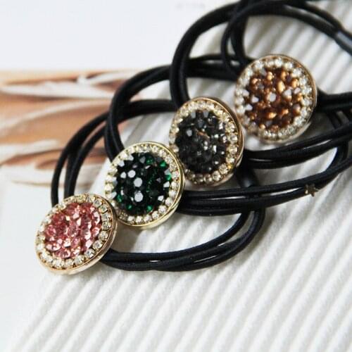 New Korean Hair Accessories Simple Super Flash Geometric Circle Full Rhinestone High Elastic Hair Rope Women Jewelry