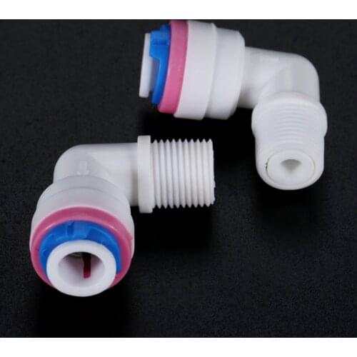 2Pc RO Water Elbow Check Valve Quick Coupling Fitting 1/4" OD Hose 1/8" Male Reverse Osmosis System Plastic Pipe Connector
