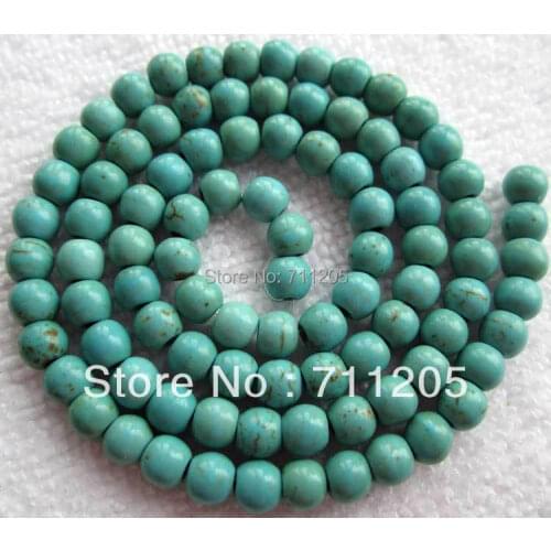 Wholesale 97pcs ,4mm Blue Turquoises Round loose beads ,Min.Order $10, provide mixed wholesale for all items
