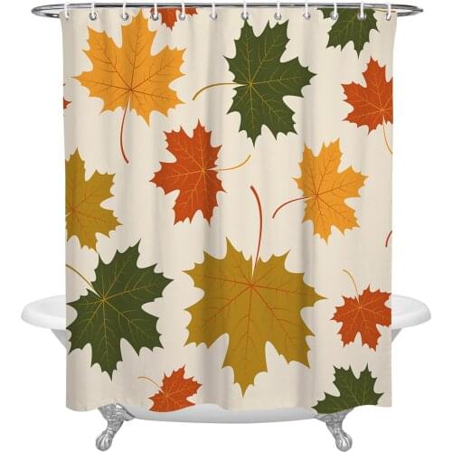 Autumn Deciduous Sycamore Leaf Shower Curtain Waterproof Polyester Fabric Shower Curtains Home Decoration Curtain with Hook