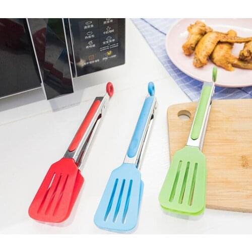 Stainless Steel Plastic Food Tongs BBQ Clip Bread Serving Tongs Kitchen Parts