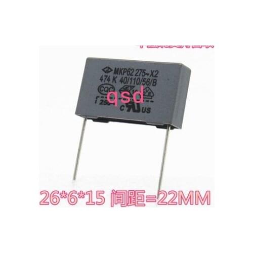 50PCS MKP62 X2 474K 275V 0.47UF 275VAC P=22mm Film Capacitor