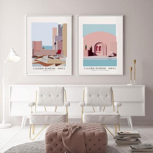 Boho Morocco Sunset Poster Abstract Landscape Canvas Painting Modern Art Print Nordic Wall Picture For Living Room Home Decor