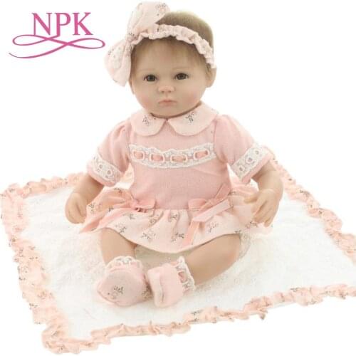 NPK 18inches lifelike reborn baby soft silicone vinyl real touch doll lovely newborn baby Birthday gift for kids