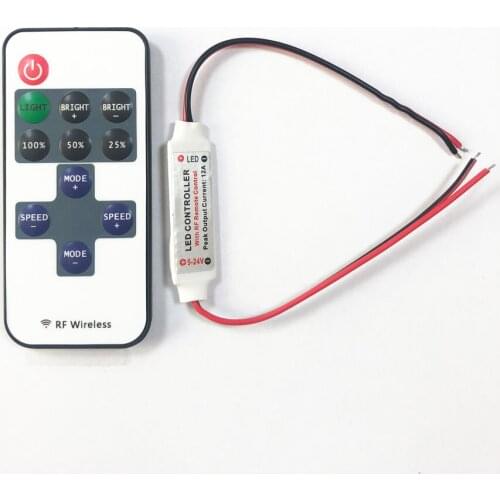 RGB LED Strip Light Controller Dimmer Effect Mini Dimmer RF Remote DC 5V 12V 24V Controller For LED 5050 2835 Strip Single Color