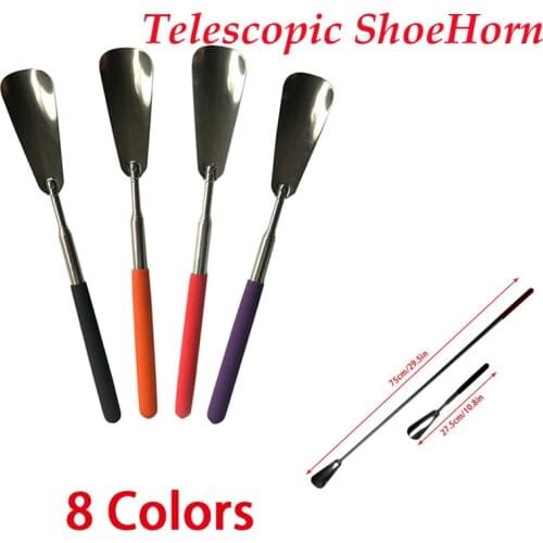 Telescopic Steel Long Handle Professional Shoe Horn Flexible Long Handle Shoehorn Useful Shoe Lifter Shoe Spoon