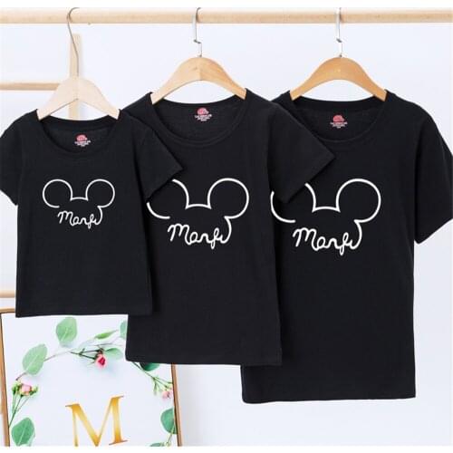 Harajuku Kawaii T Shirt Women Disney Mickey Head Men Tshirt Funny Cartoon Children T-shirt Cute Anime Famliy Look Top Dropship