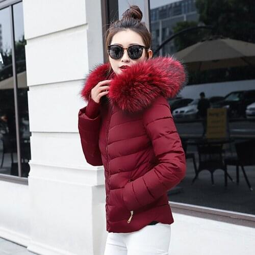 2021 Winter Women Jacket Thick Warm Parkas Fashion Cotton Coats Female Faux Fur collar Lady Coat Vintage Long Sleeve
