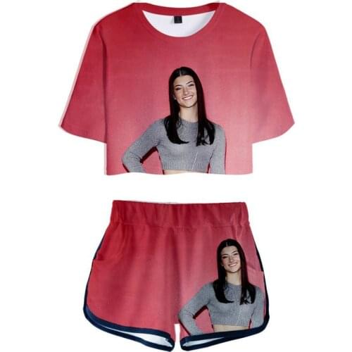 The Hype House 3D Pop Shorts And T-shirts Charli D'Amelio Women Two Piece Sets Cool Print Addison Rae Crop Top Clothes