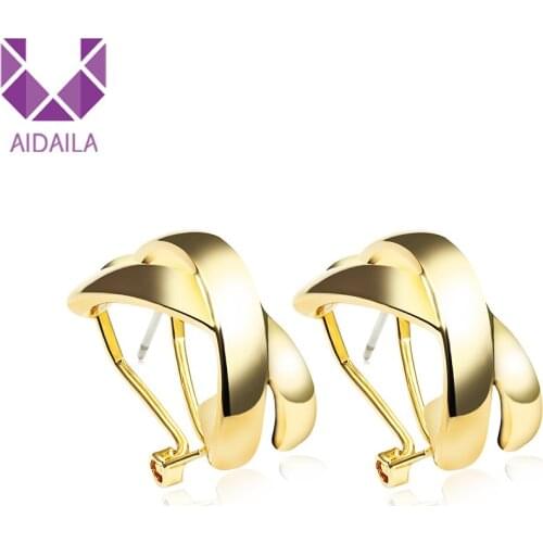 Women Clip Earrings Cross Shape Hollow Twist Ear Cuff Clip On Earrings For Women Girl New Jewelry