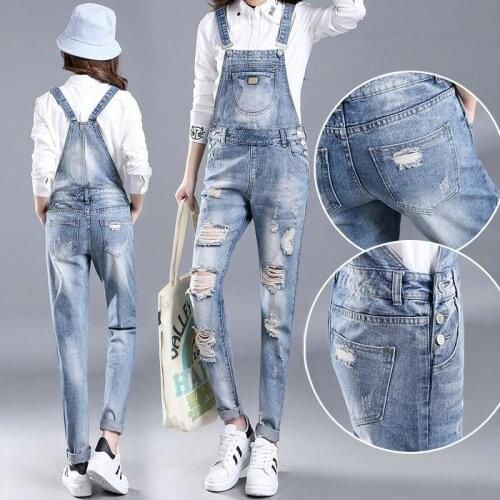 Women clothing denim washed fabric rompers summer/autumn HOLE overalls women jumpsuit suspenders jeans SLIM women overalls jeans