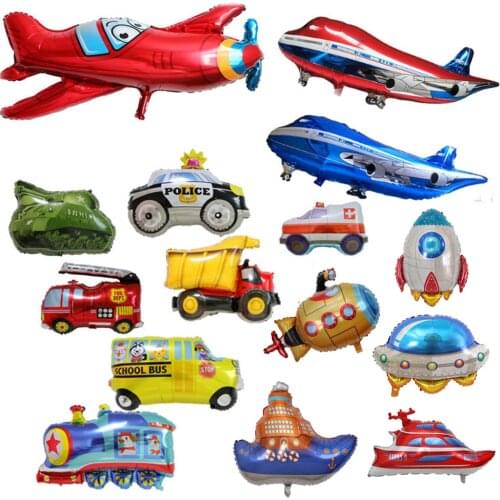 1PC Happy Birthday Party Decoration Balloon Car Shape Aluminum Film Balloon School Bus Train Tank Plane Globos Children Gift