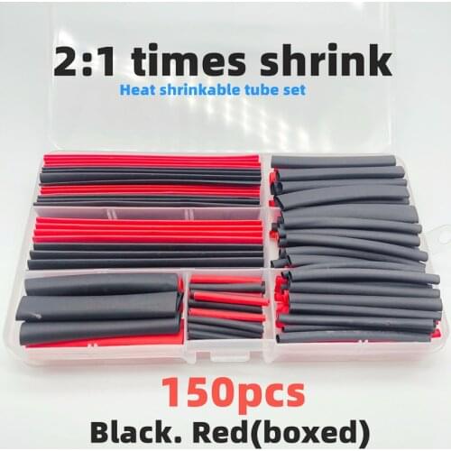 150 heat shrinkable sleeving 2:1 black electronic DIY Kit insulated polyolefin sheathed shrink sleeve cables andCable